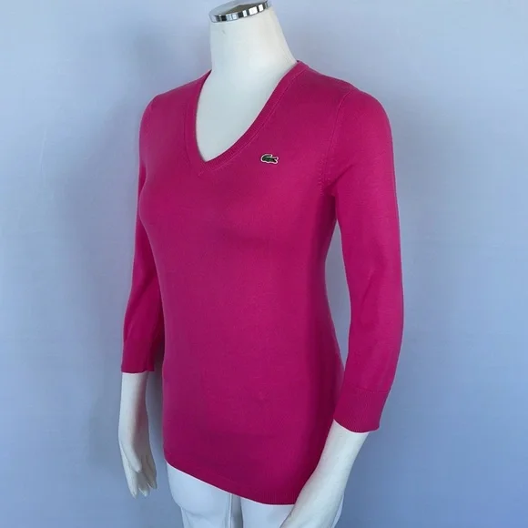Lacoste Pink Sweater Size 38 3/4in Sleeves - Picture 5 of 13